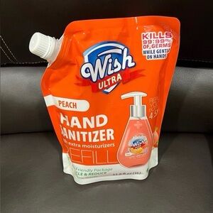 Wish Ultra Hand Sanitizer Refill 33.8oz Peach Scent BBD 04/2023